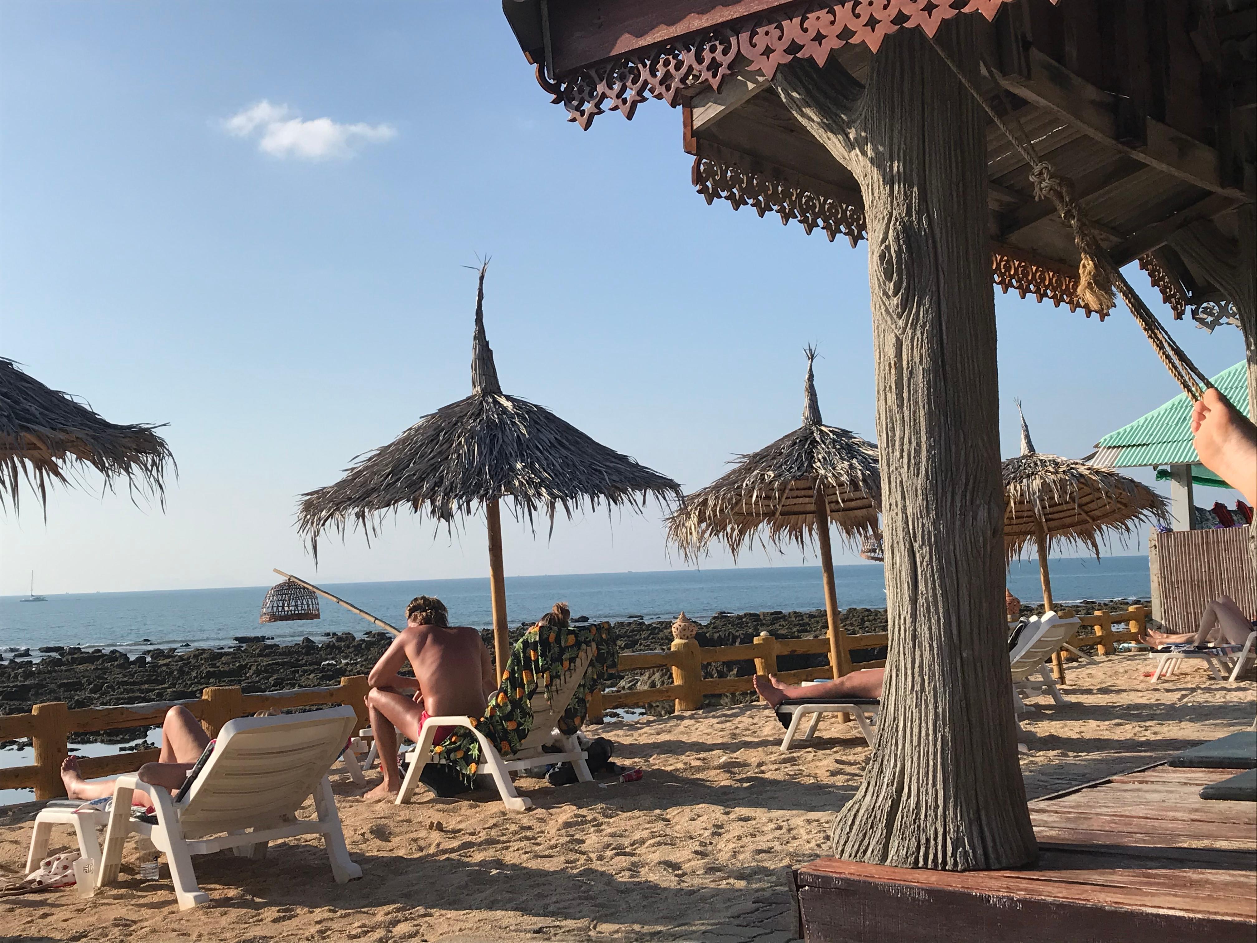 View across to the sun loungers overlooking the beach