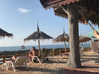 View across to the sun loungers overlooking the beach