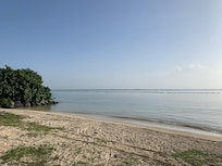 beach in front of the restaurant