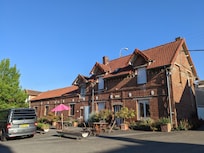 Accomodation in a converted cattle barn.
