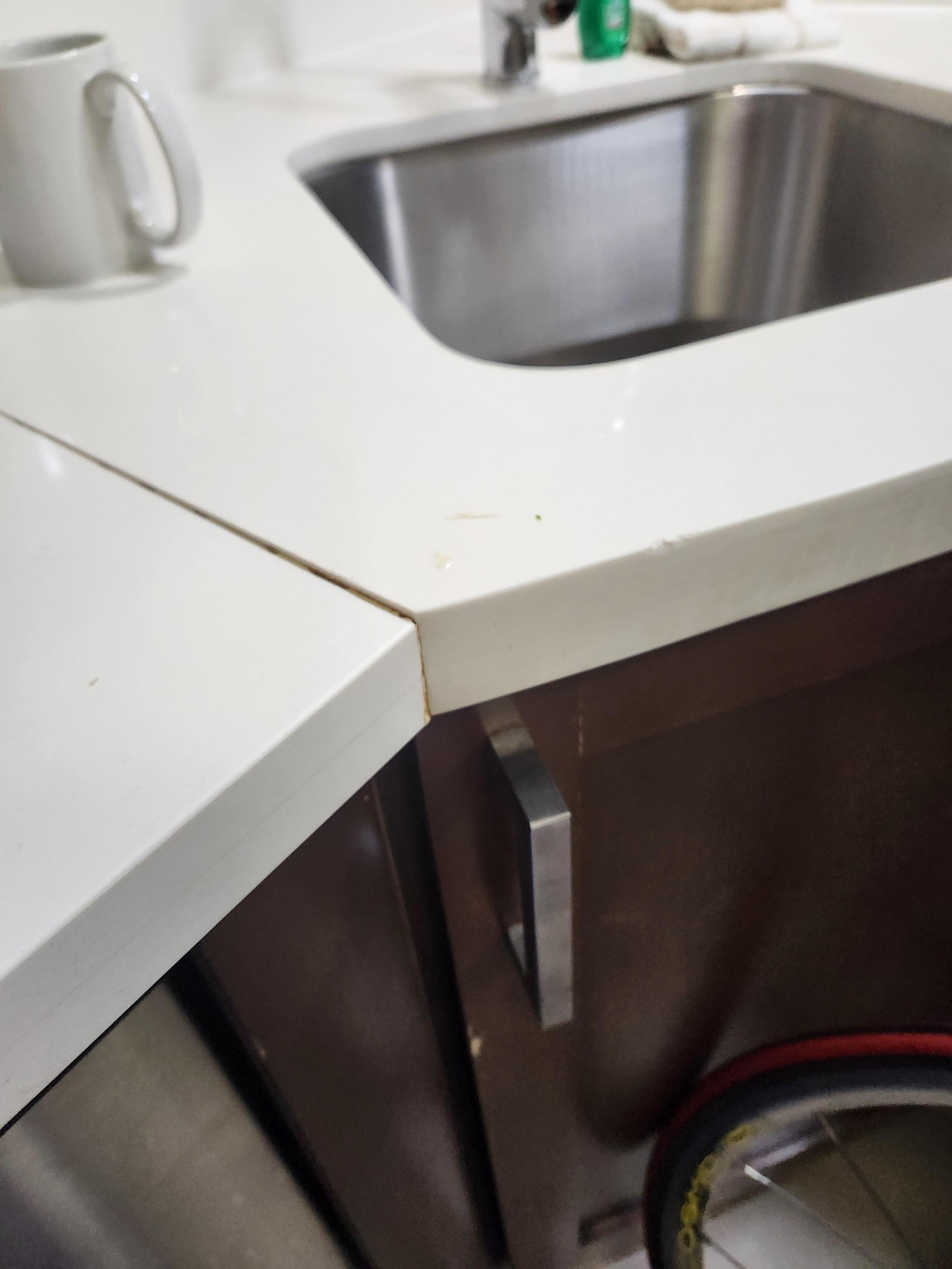 countertops chipped and not attached