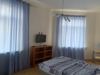 Bedroom with poor curtains