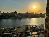 View of the Nile during sunset from pool balcony