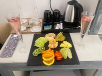 The fruit plate delivered after we checked in along with the champagne and raspberries