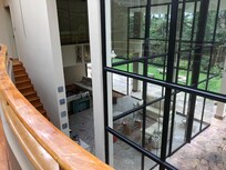 Looking down into the living room
