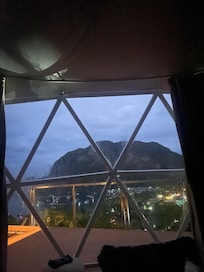 Looking the sunrise from my bed.