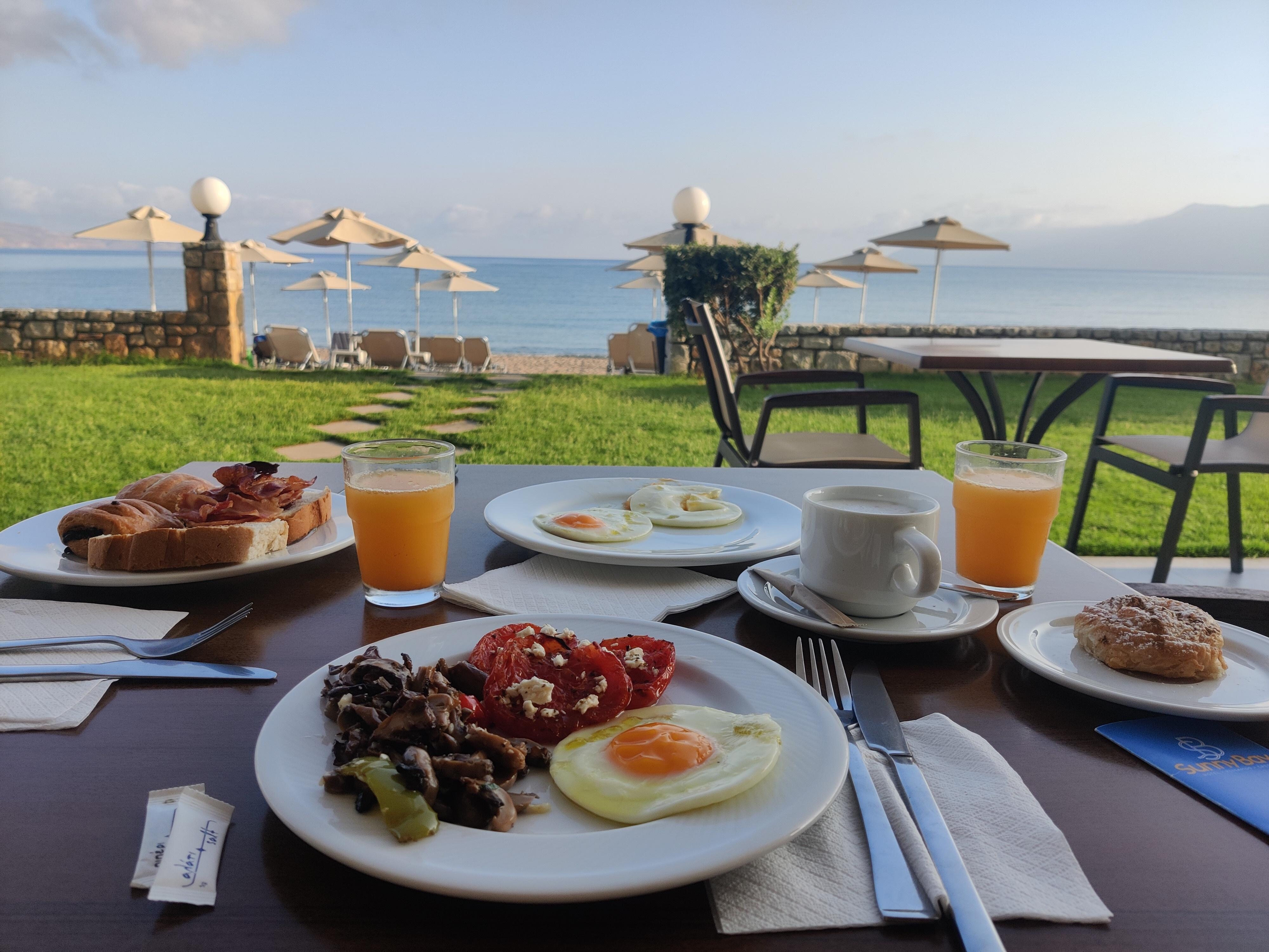 Breakfast overlooking the sea