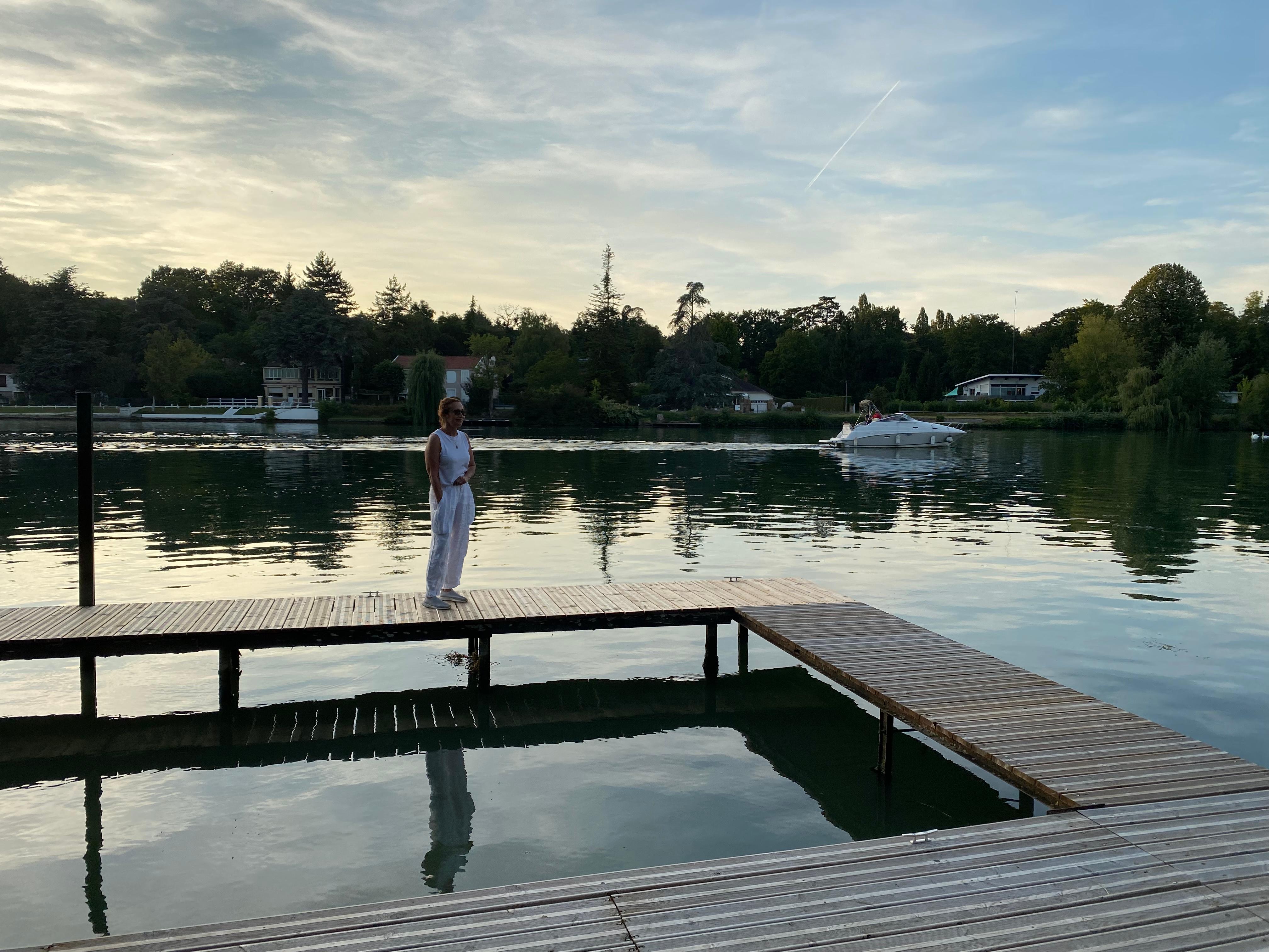 Sunset by river Seine right at the property 