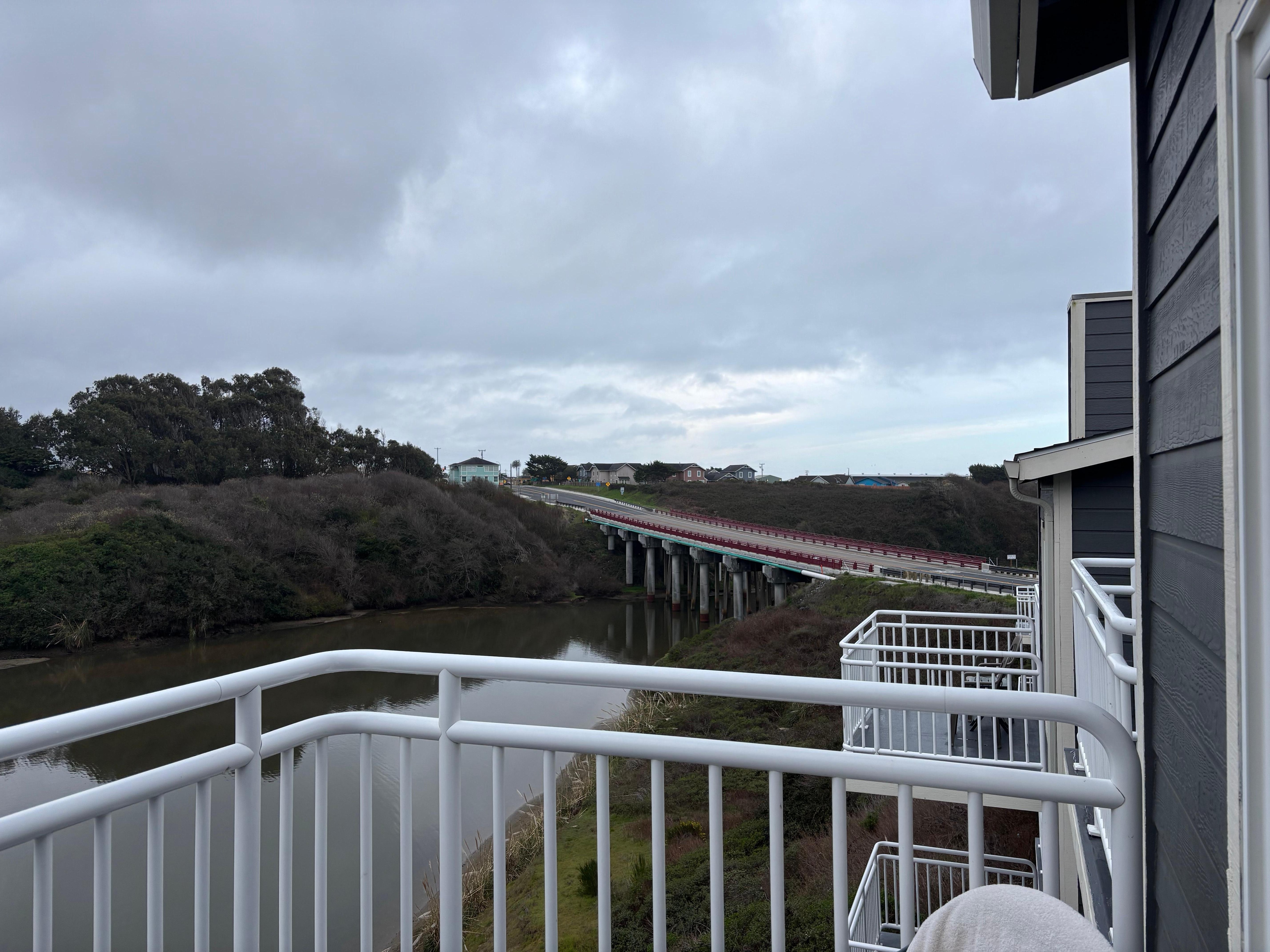 Wide span view of estuary from balcony 