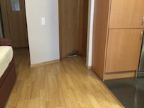 Damage to door and floor.