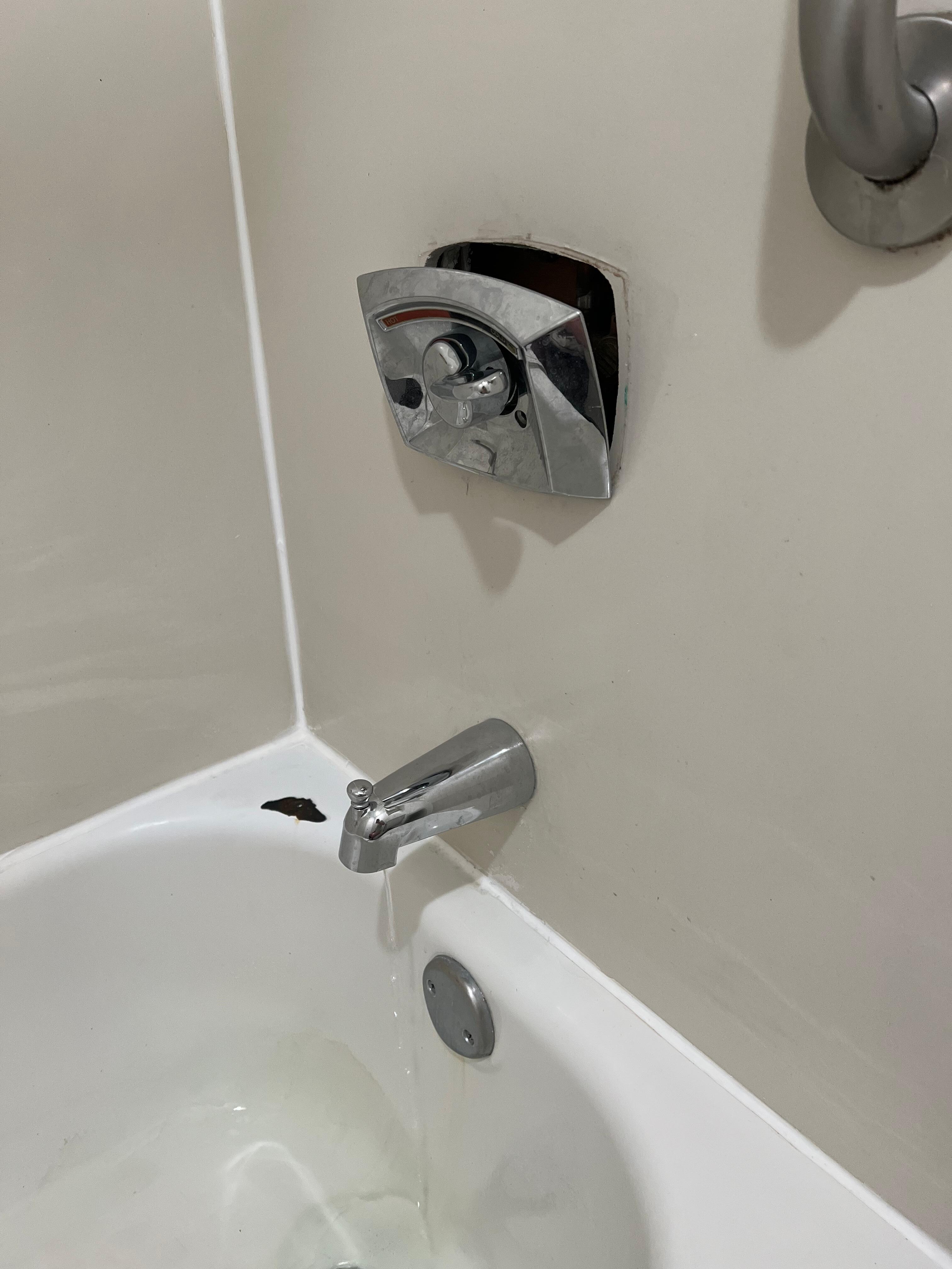 Room 305 shower. Ripped off the wall and dripping water. The shower did not work. Did not turn on as it was so damaged. 