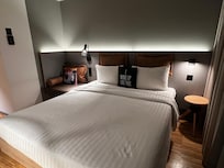 Comfy bed...not too firm, and just about perfect. Great lighting...doesn't reflect in television