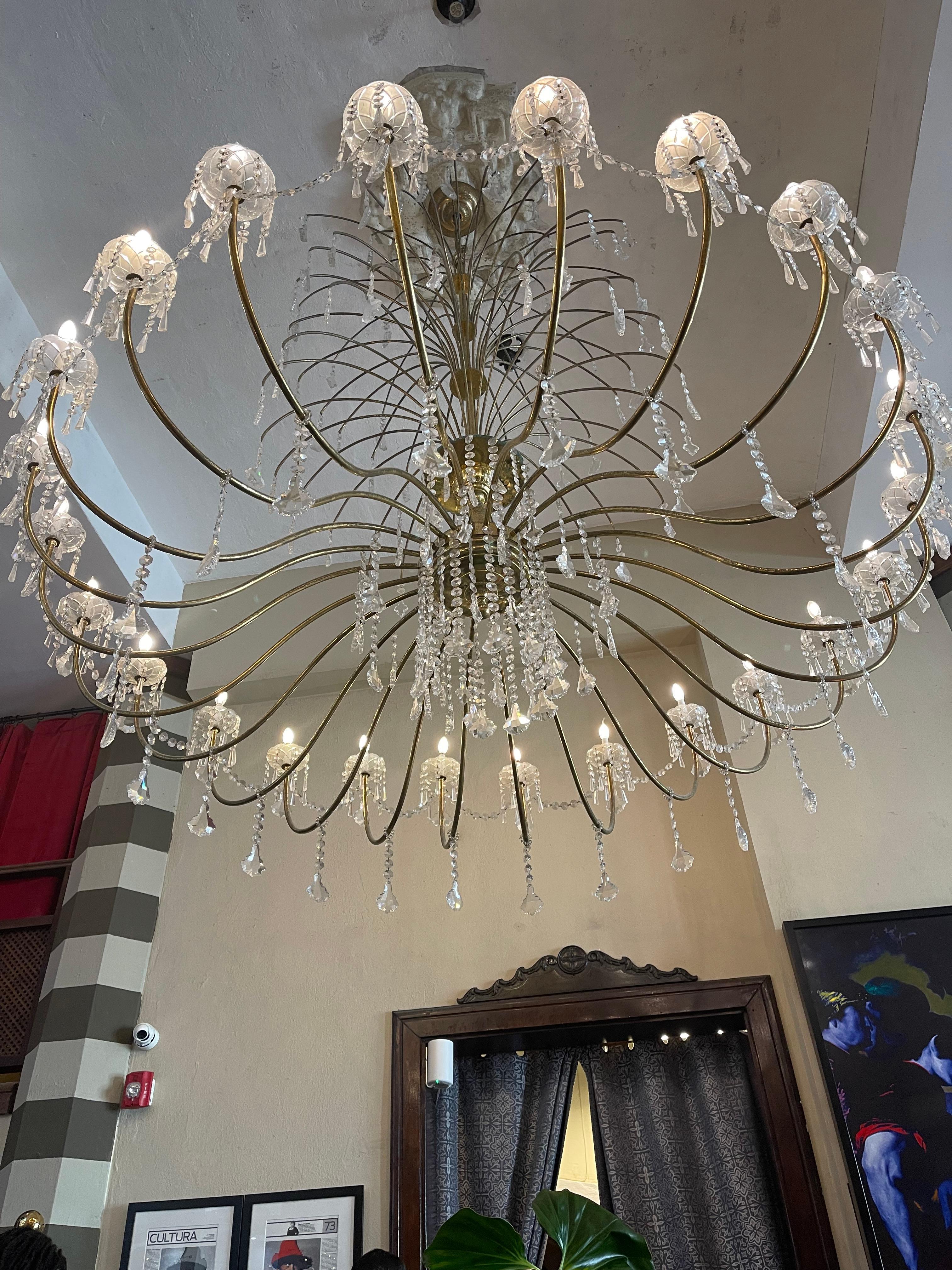 Chandelier above lobby