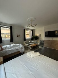 Family room is big and clean, big windows and curtains. We liked our room