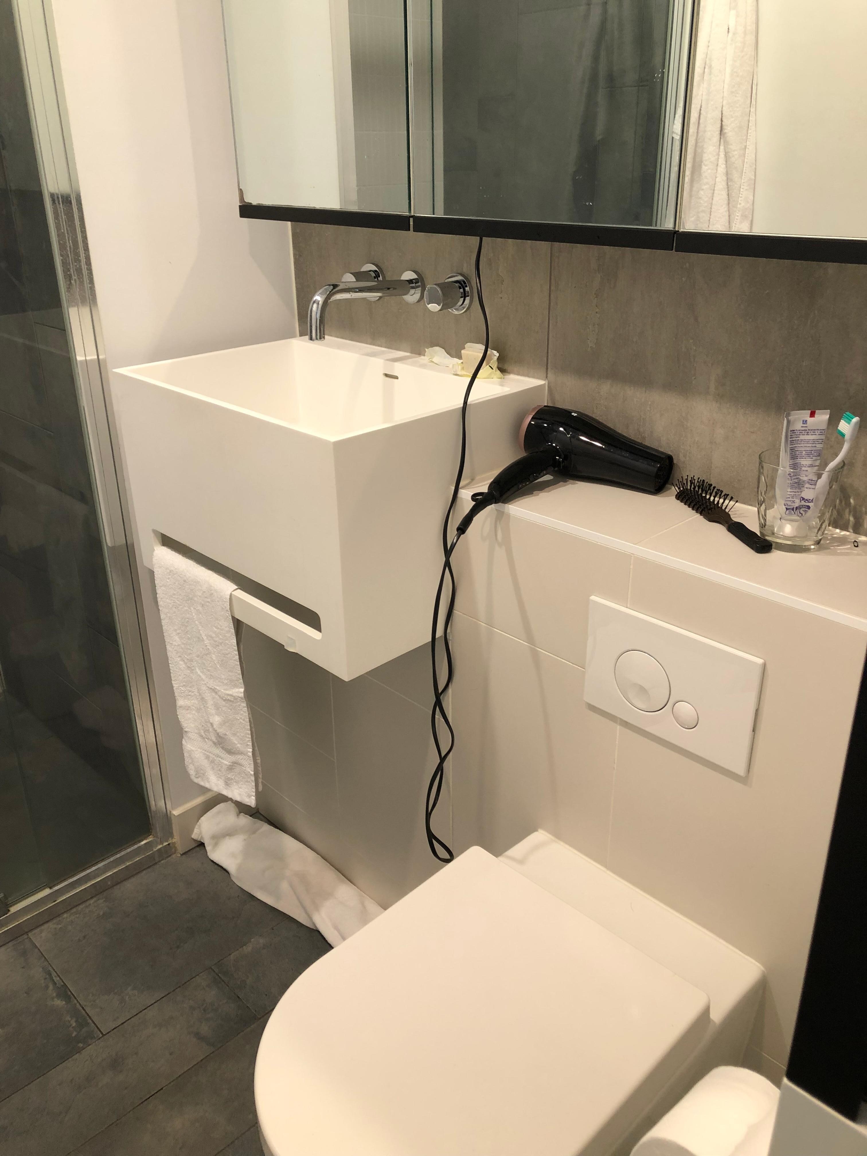 Very limited space to put my hair dryer n our toiletries