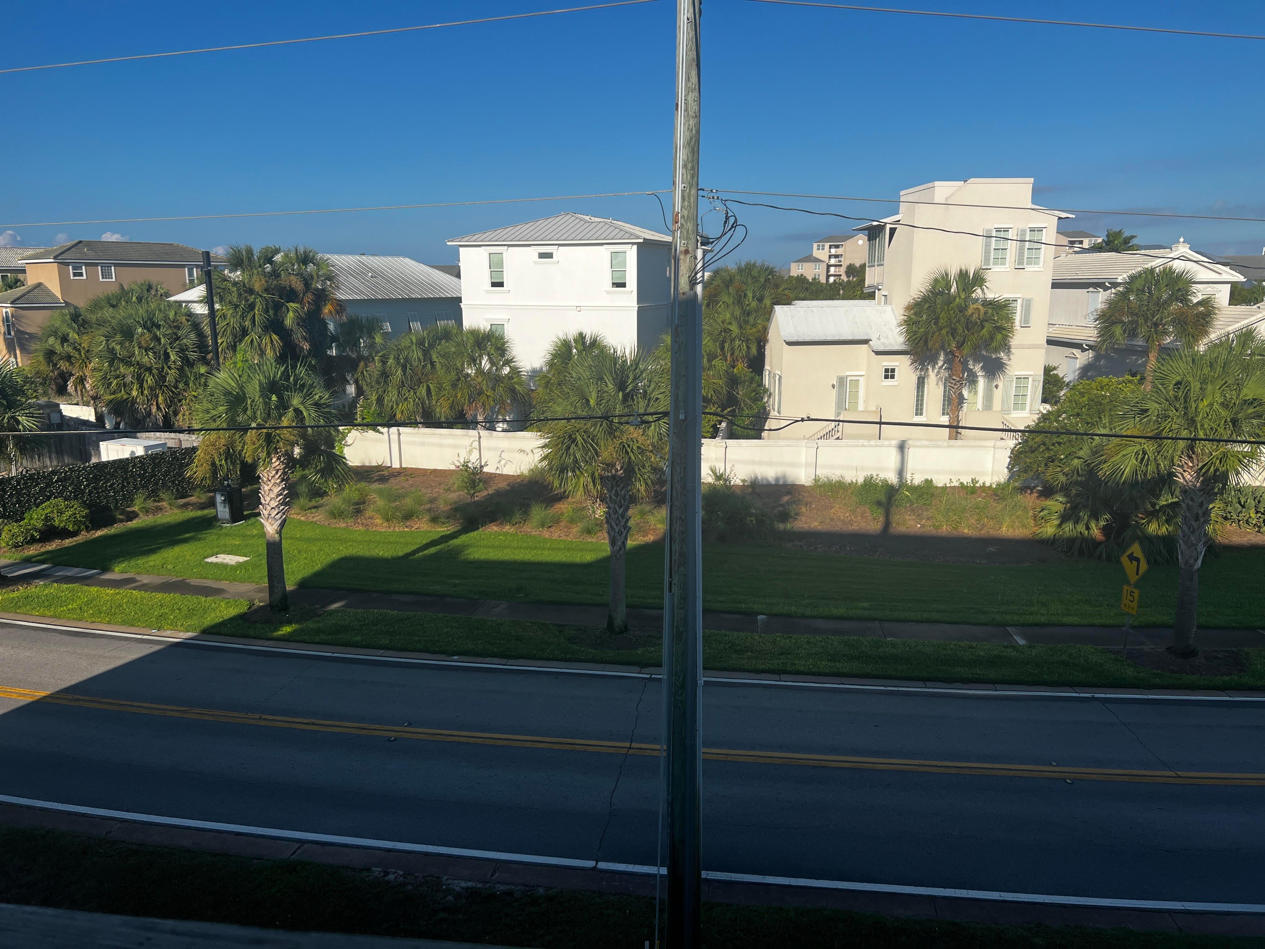 Beach view telephone pole