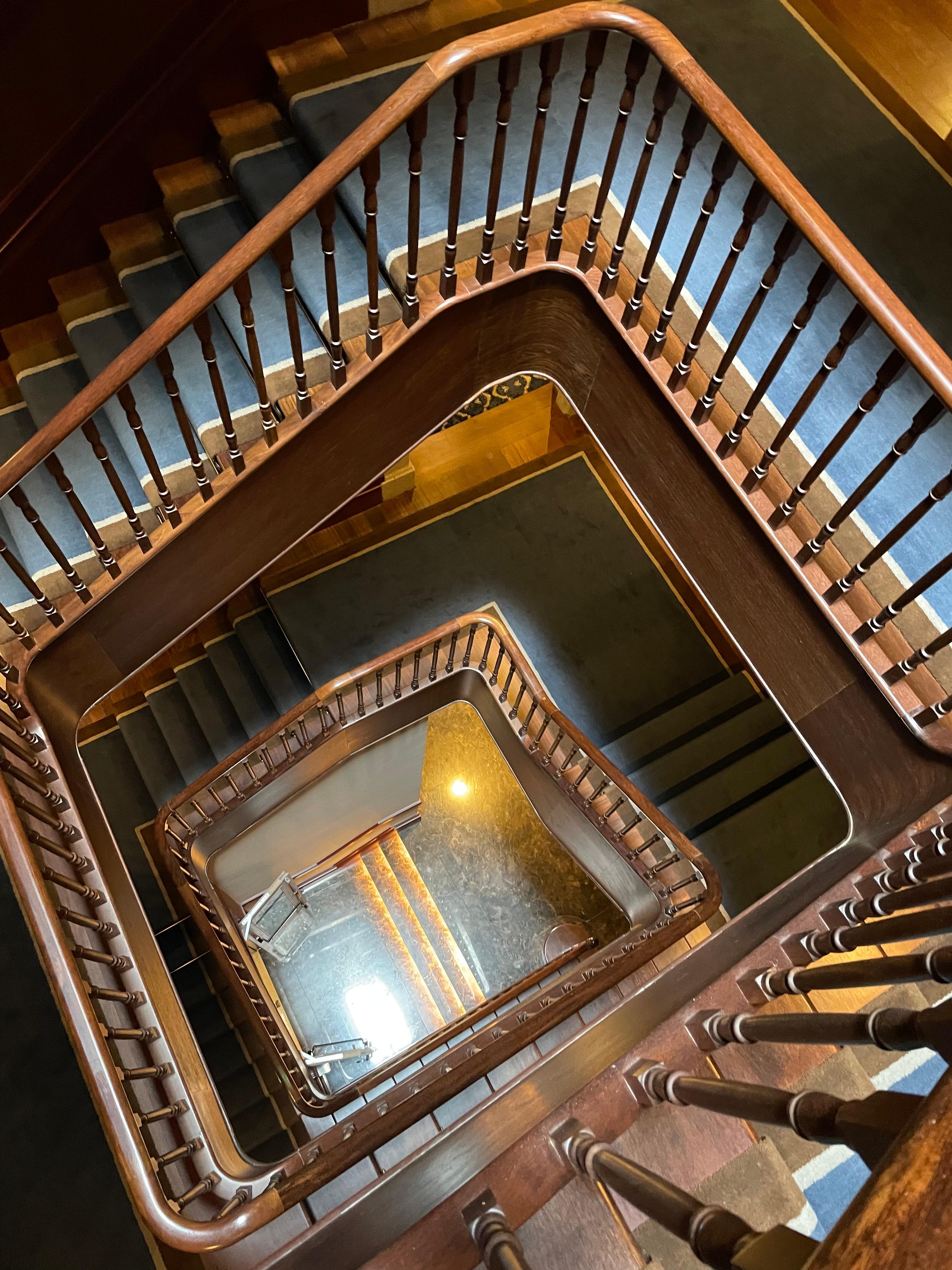 The hotel has an elevator but check out this beautiful staircase.