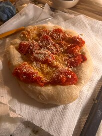 They cooked fresh pizza in their brick pizza oven!
