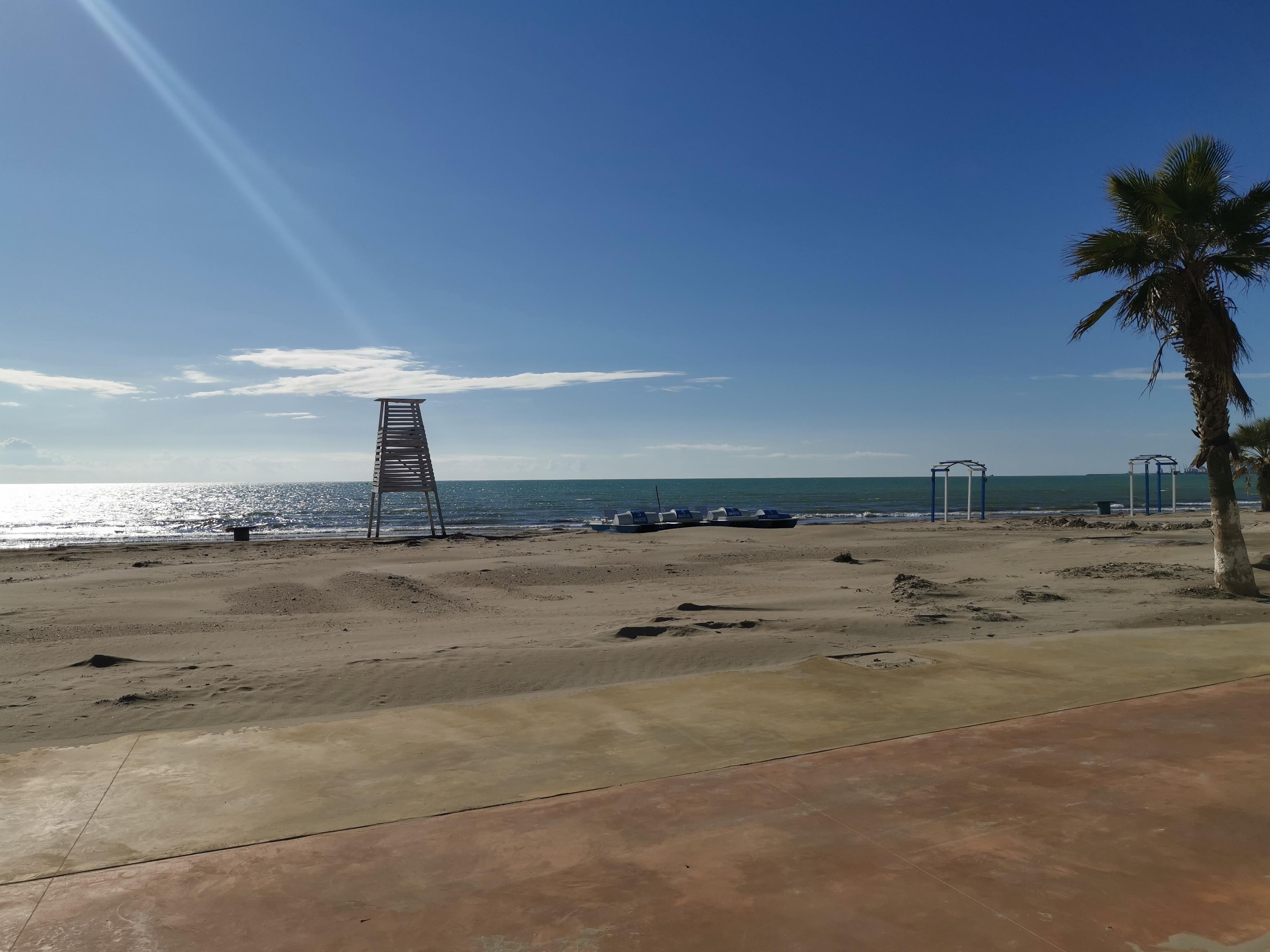 Beach outside hotel