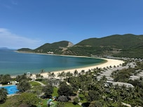 View of beach from room.