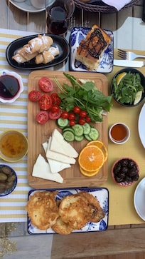 Turkish breakfast with self serve coffee and tea.