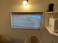 Broken blinds for our “pool side view”