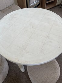 Dirty table left in caravan