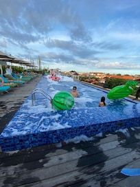 Foam party at the rooftop pool