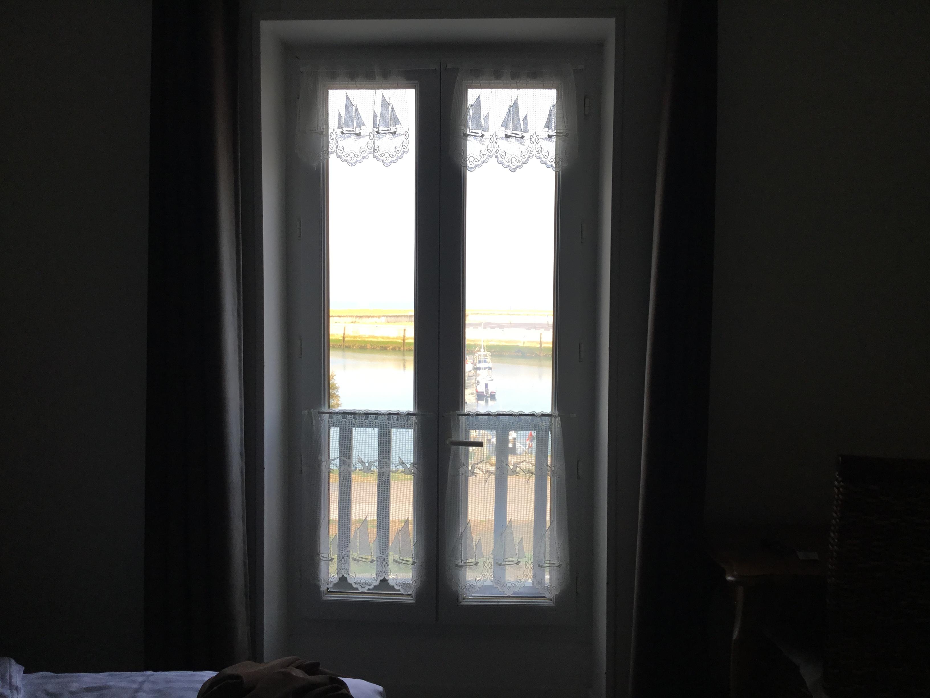 Windows overlook the harbour