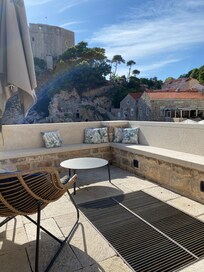 Lovely patio facing water and fortress
