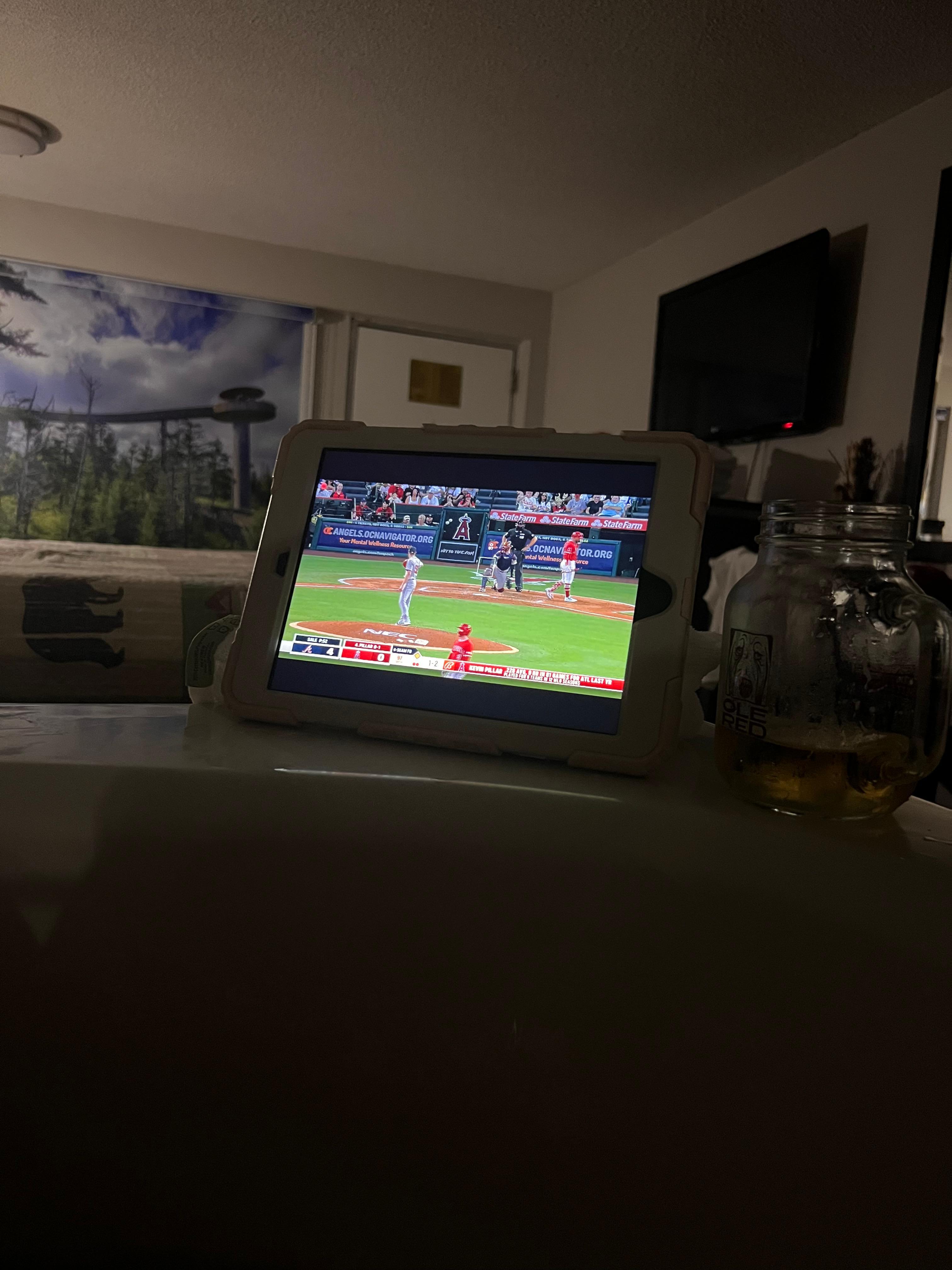 I watched baseball while in the tub 