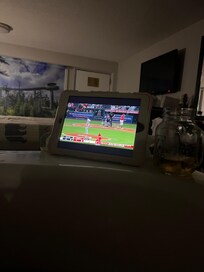 I watched baseball while in the tub