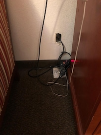 Hanging wires, had to tighten to turn on TV.