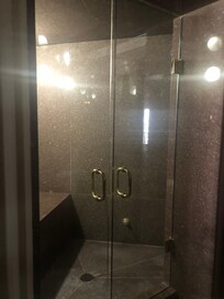 The steam/sauna shower in our suite.