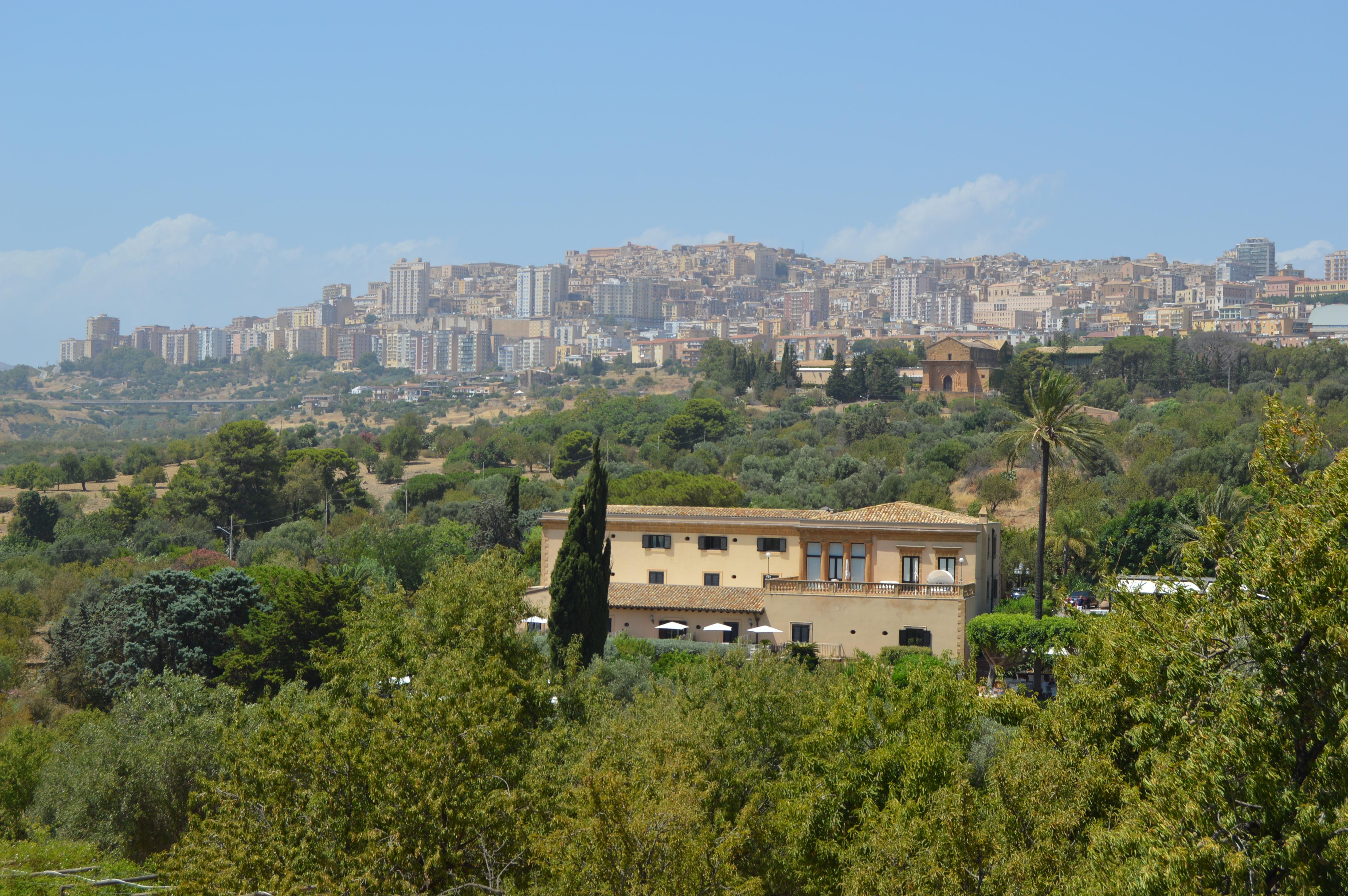 View of Agrigento from the valley of the temples