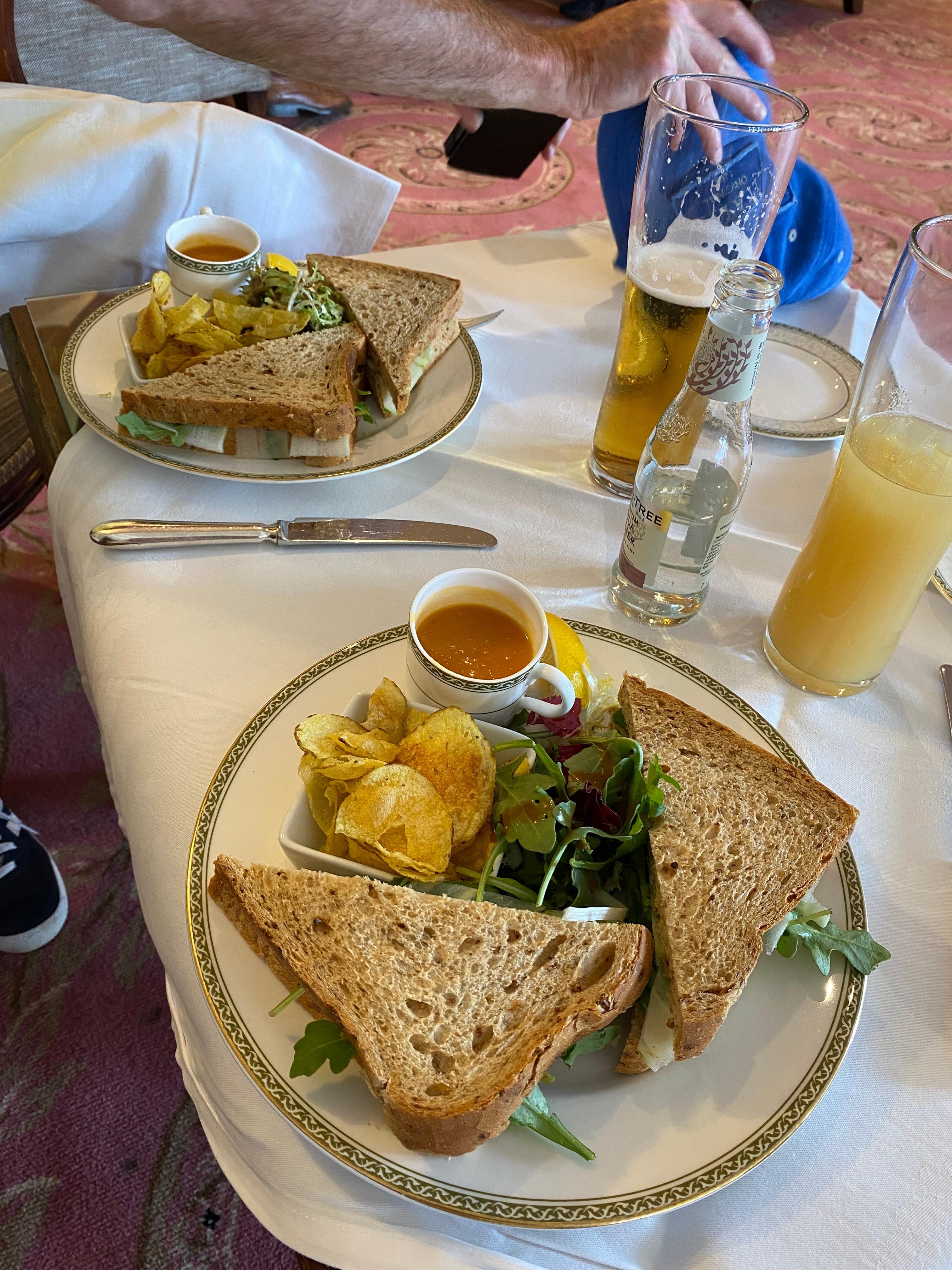 Fabulous crab sandwiches with a cup of soup!