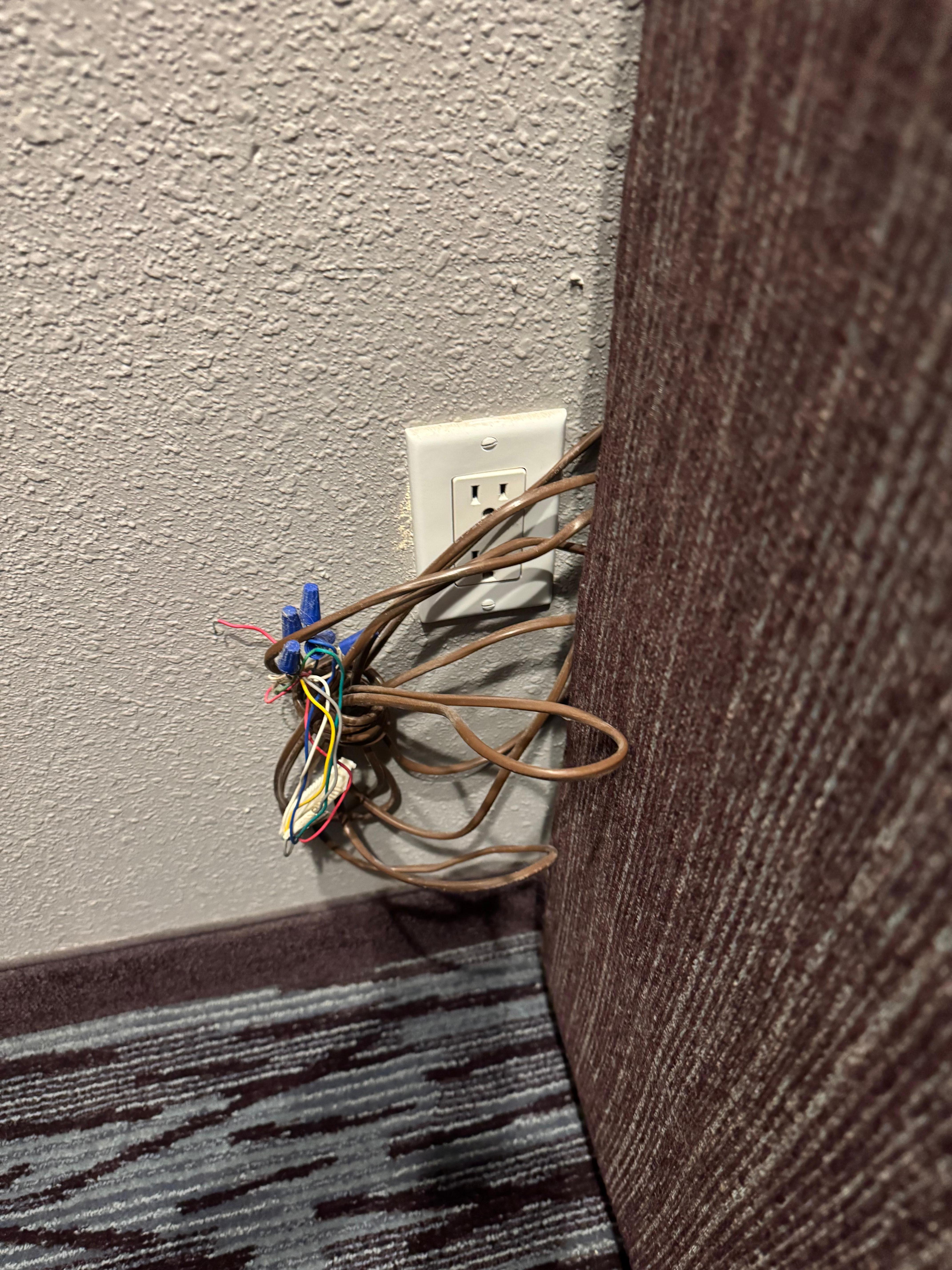 Not sure what this mess of wires behind the couch was. We didn’t mess with it. 