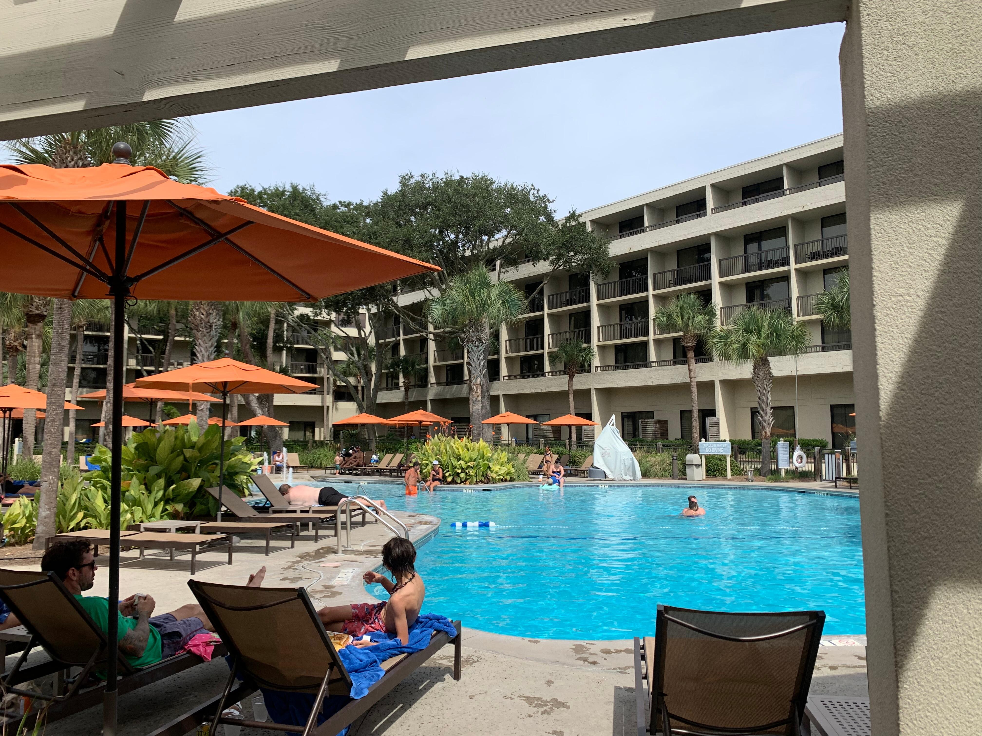 Outside pool.