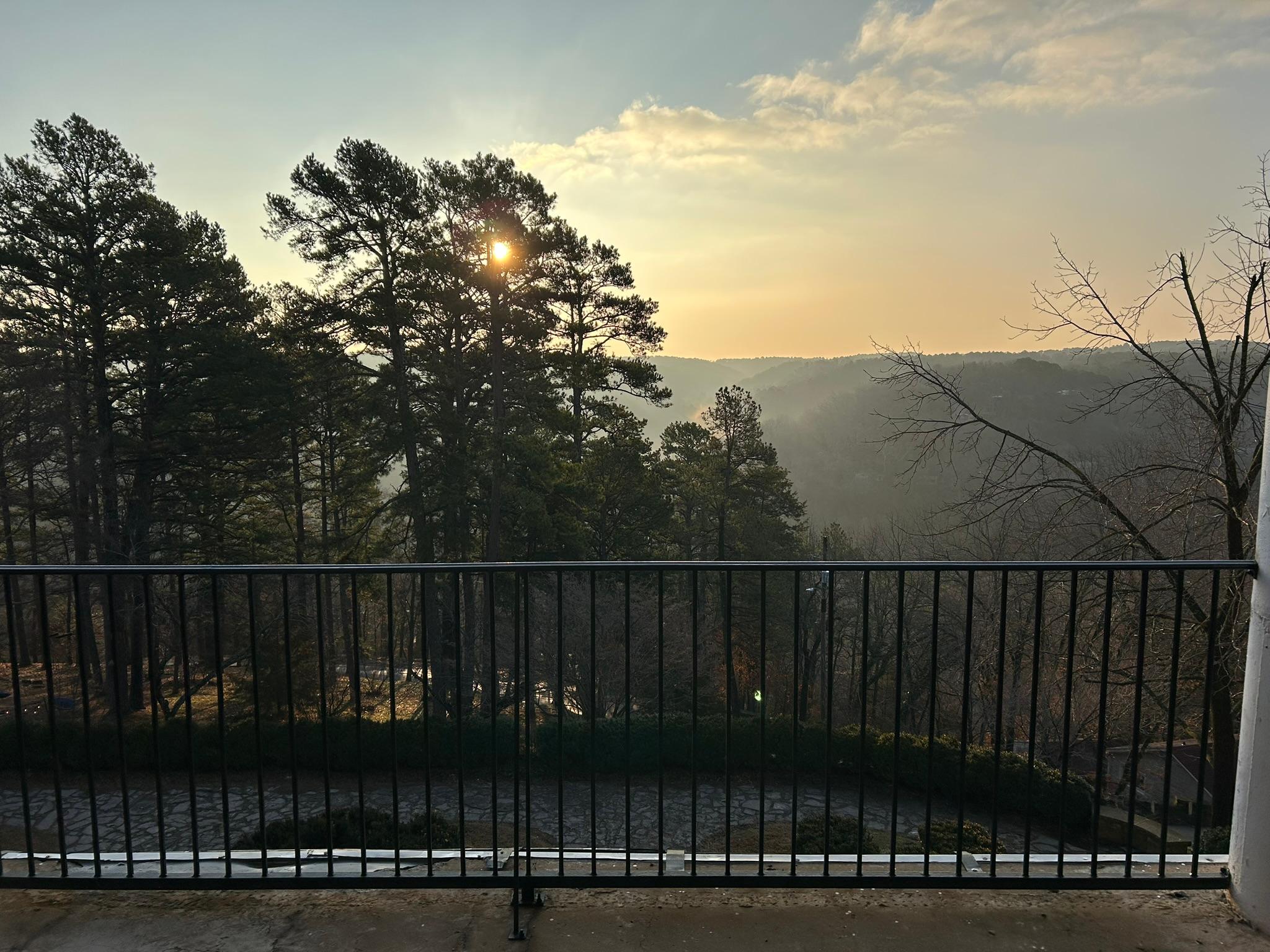 East-facing balcony with view of sunrise.