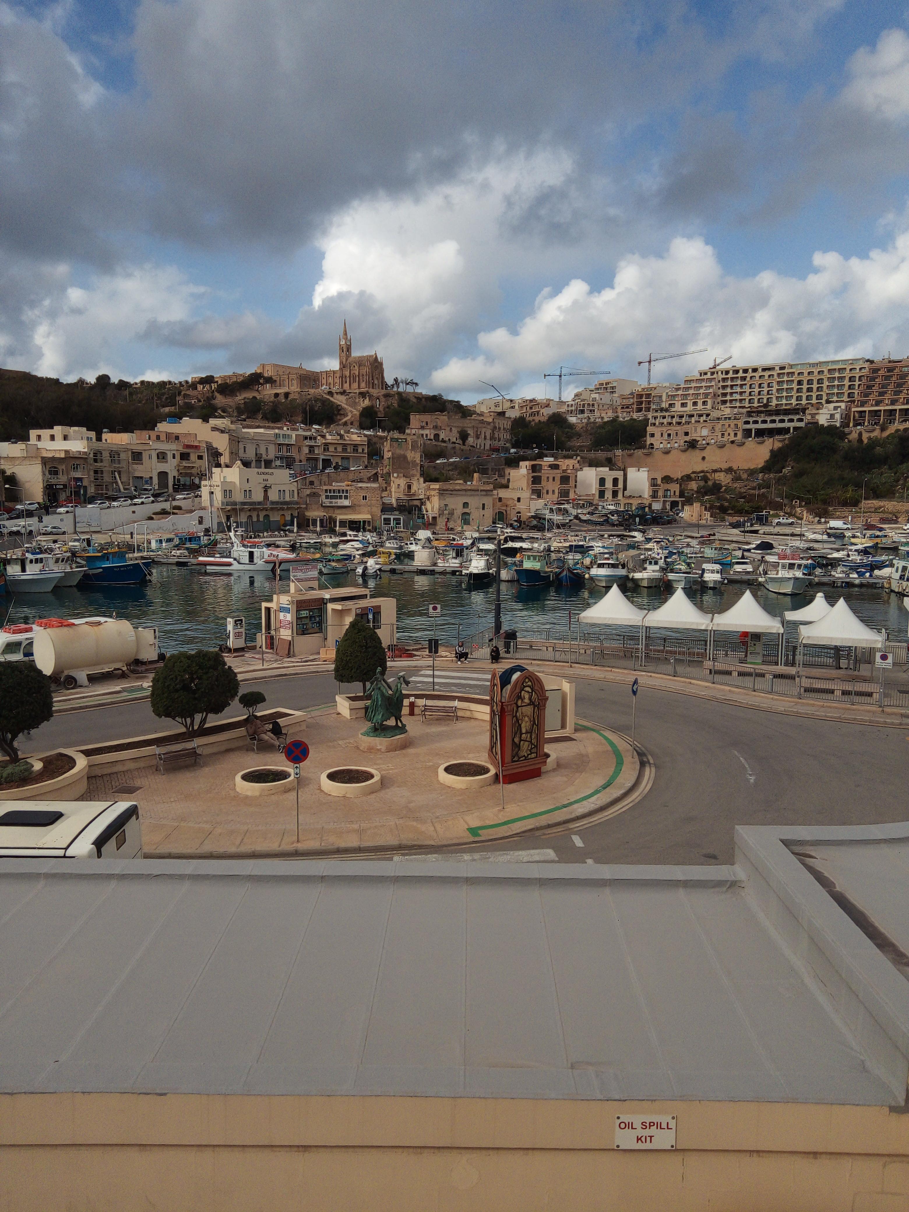 View from Gozo Ferry - hotel is visible on right