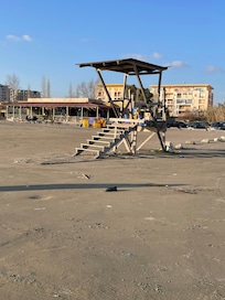 The nearby beach