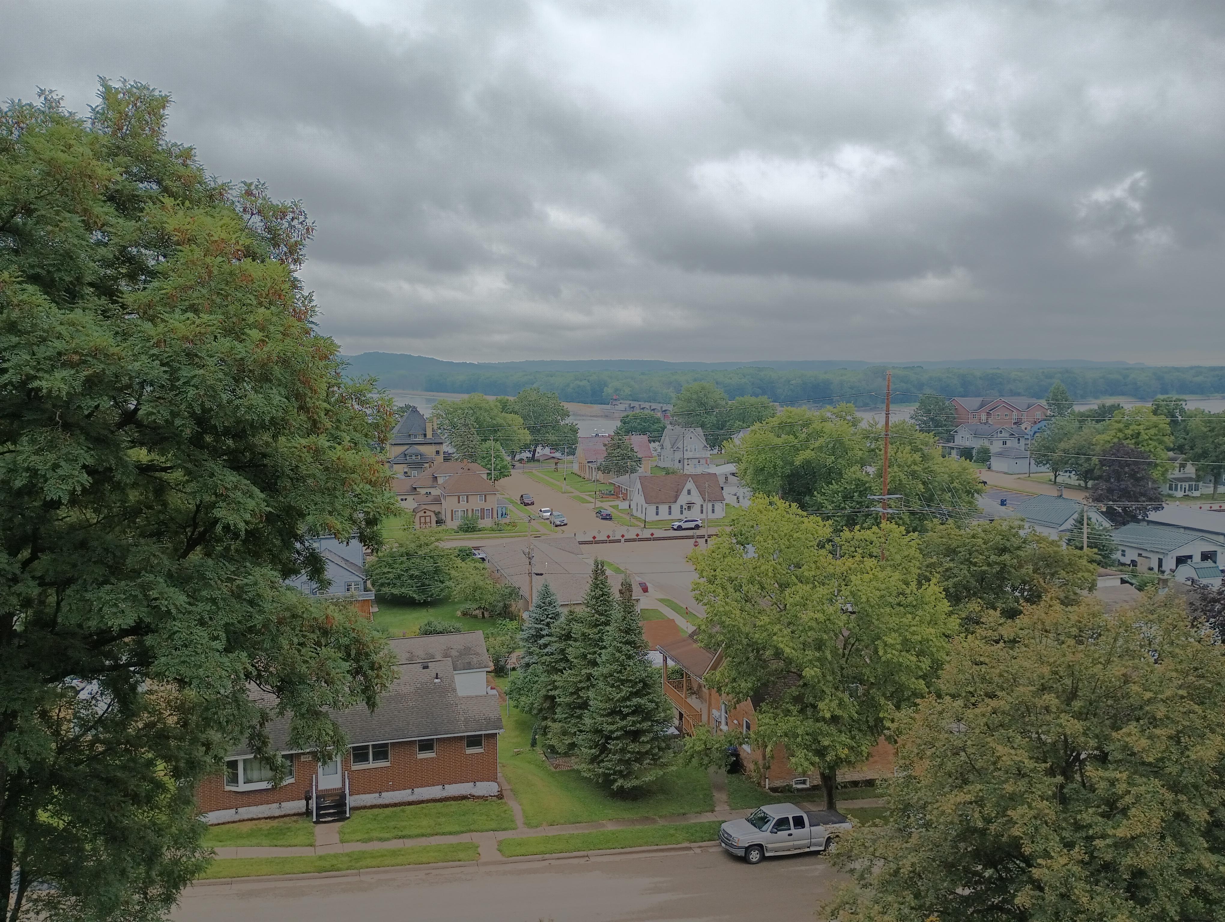 view from the roof on a rainy day