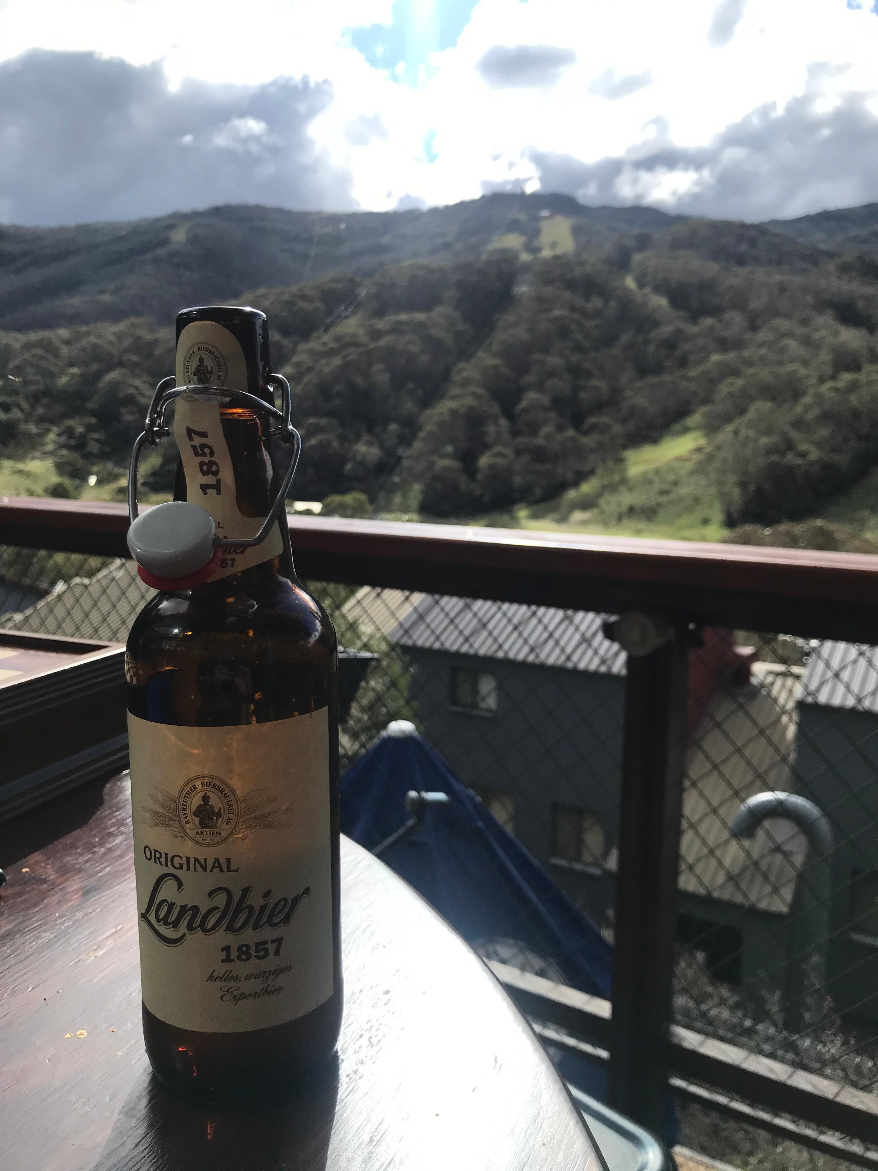 Afternoon drinks on the deck overlooking the slopes