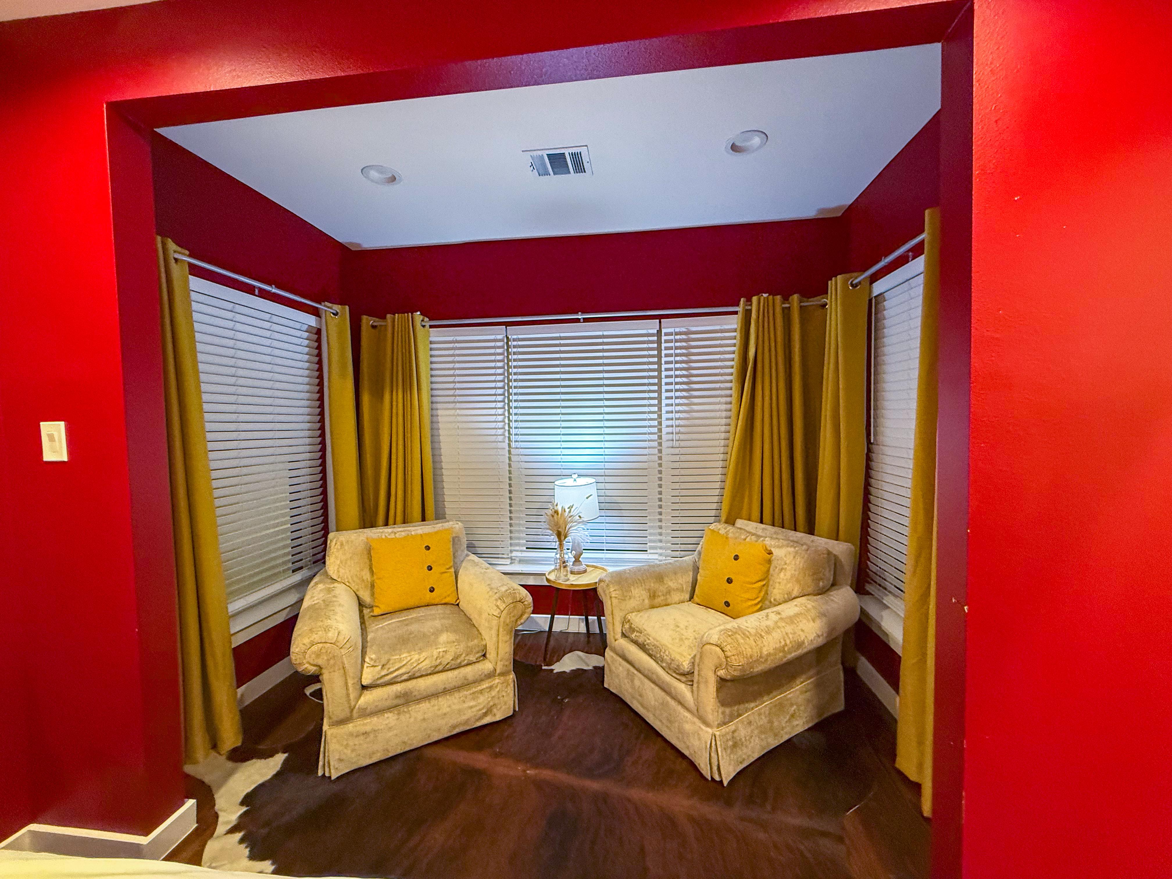 Great sitting area in master bedroom