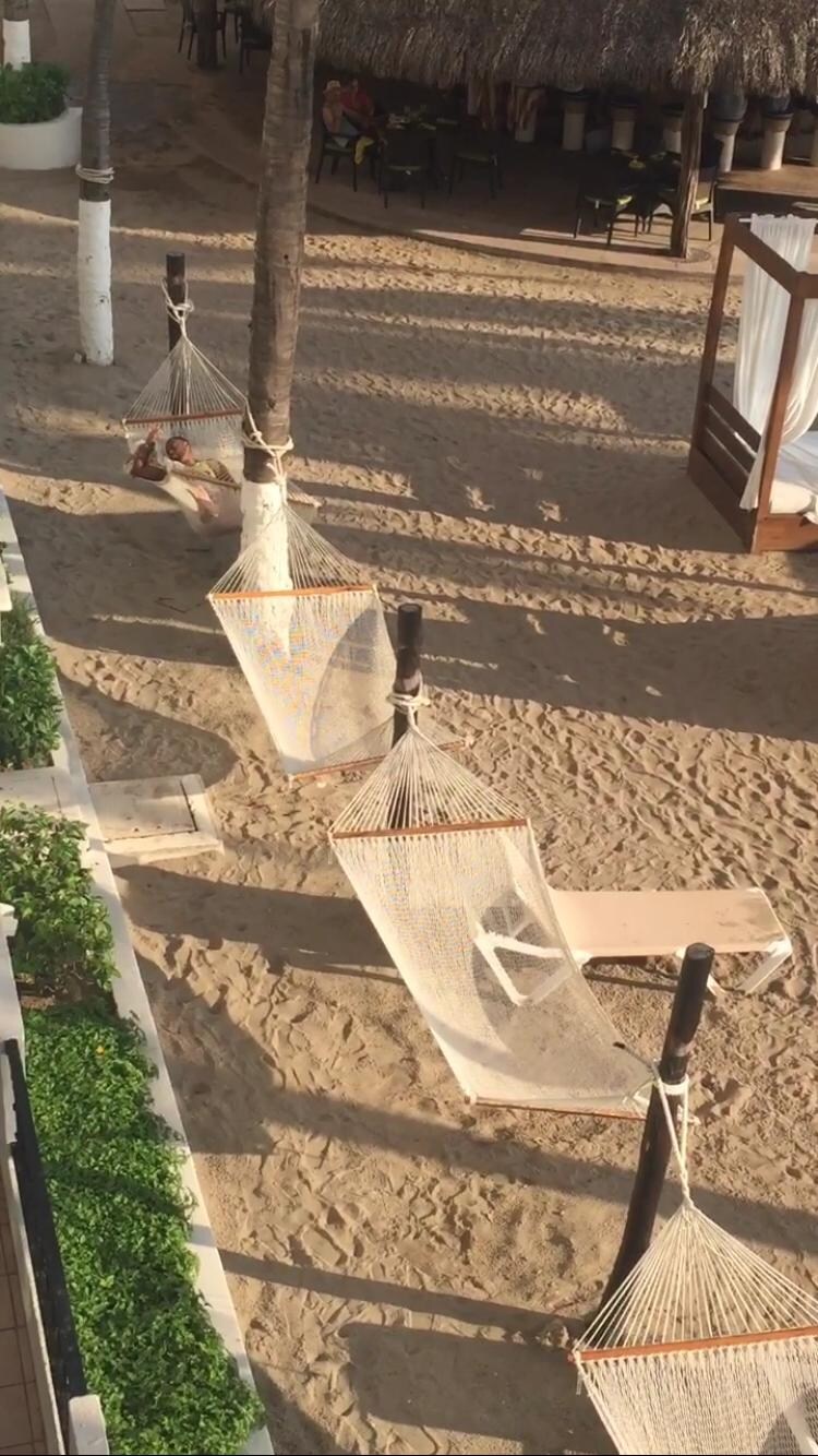 View of hammocks from the room