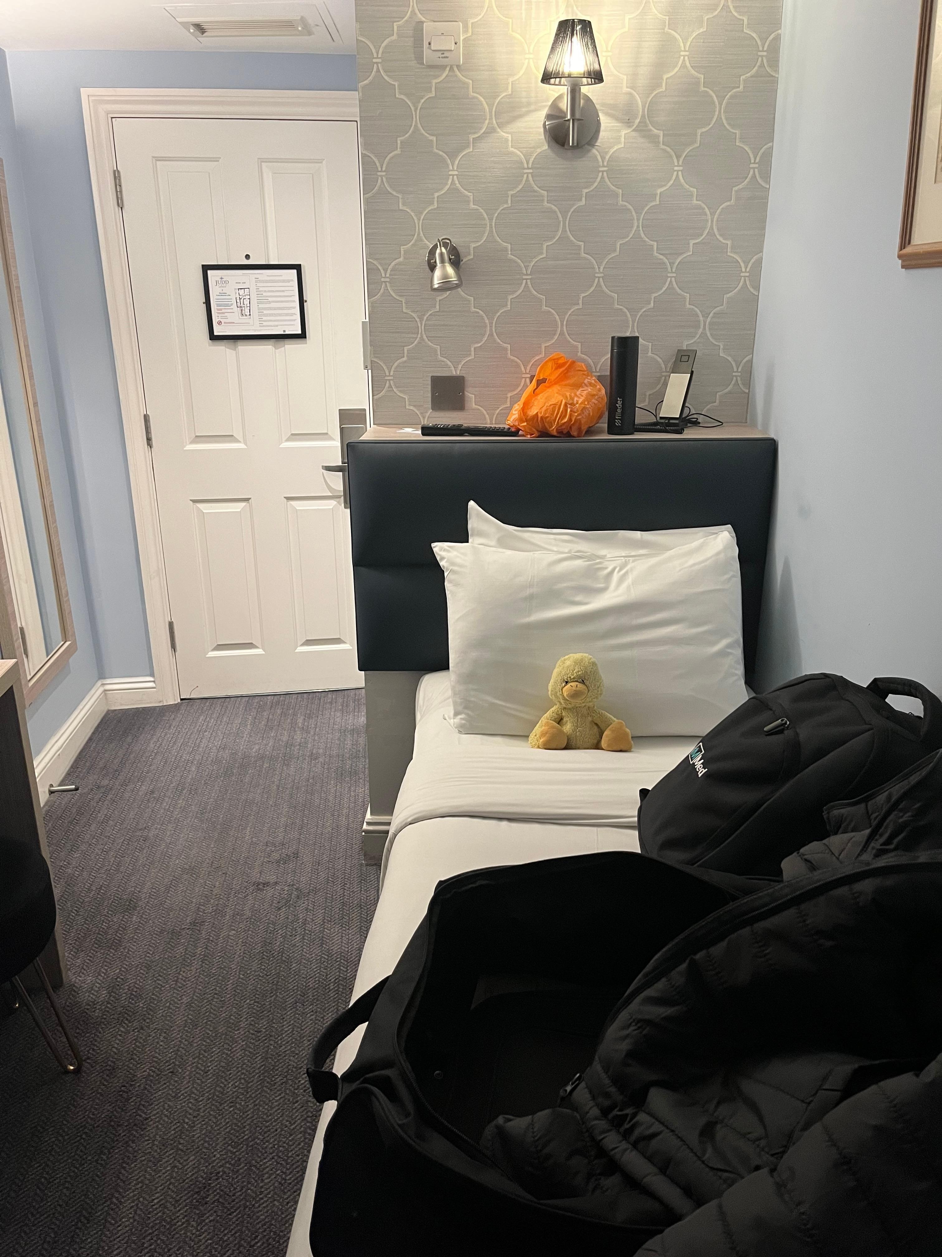 The bairn’s duck stowed away, which didn’t help with the cramped lodgings