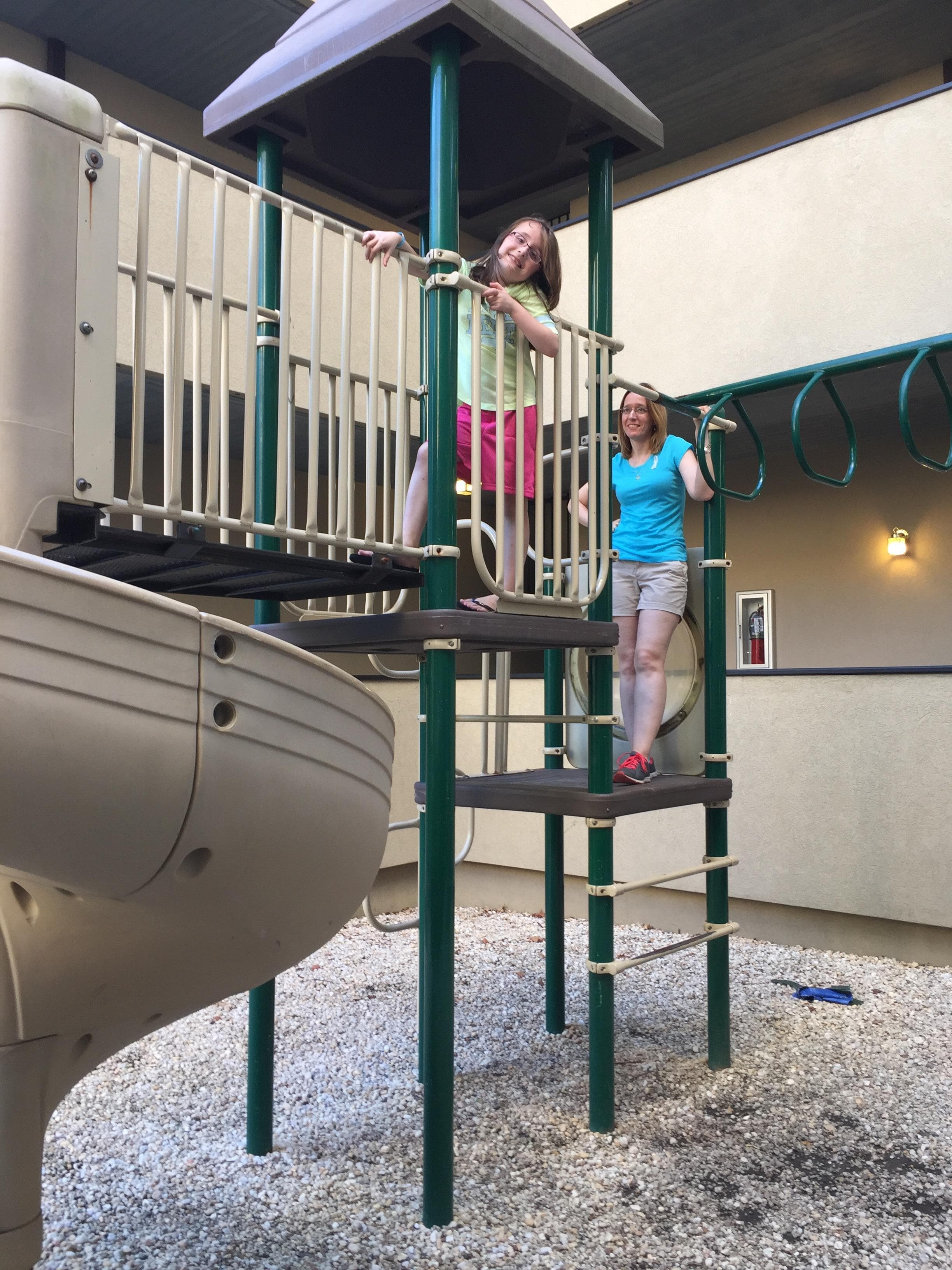 Enjoying the jungle gym.