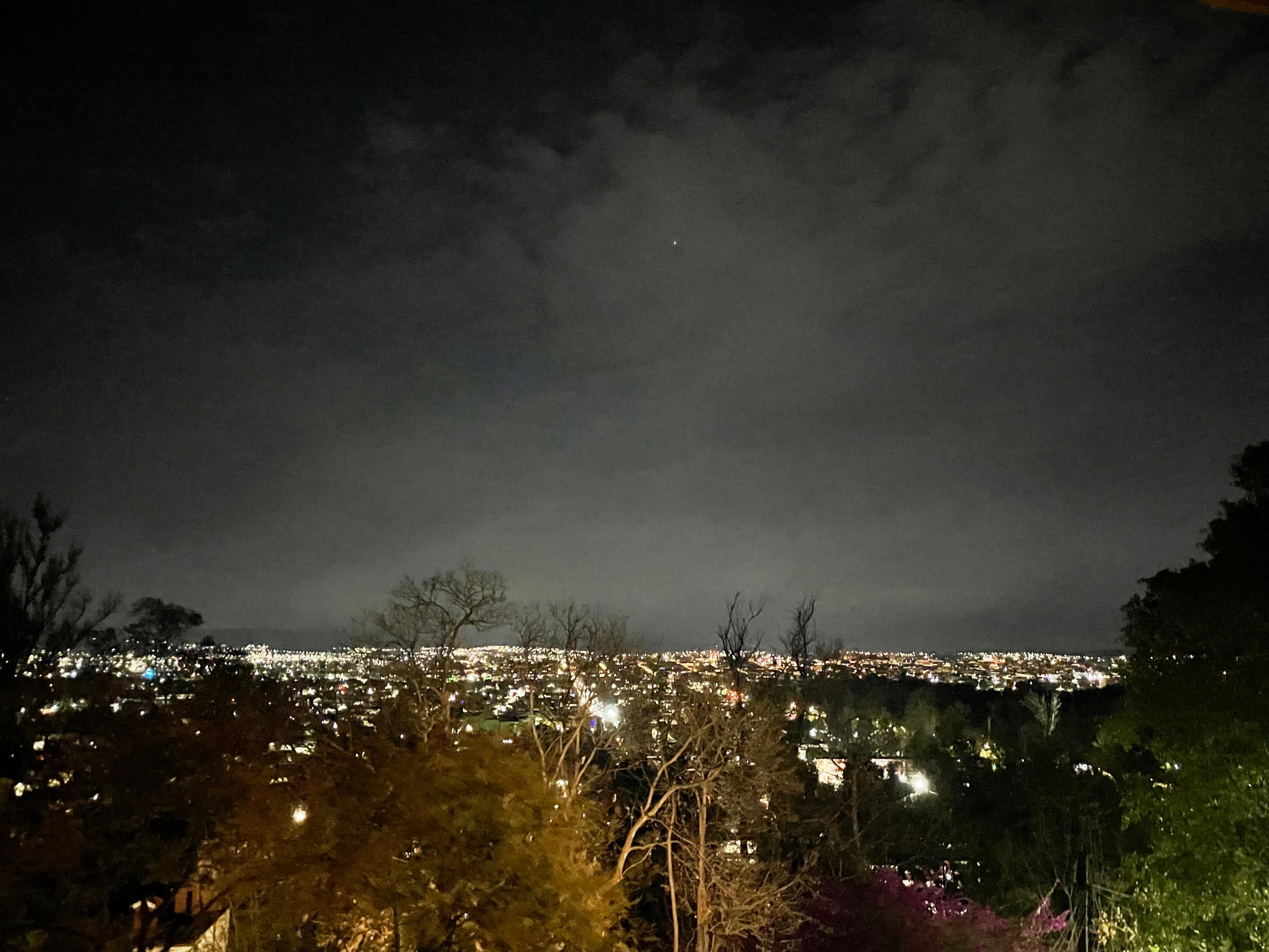 Nighttime view from the restaurant terrace 