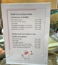 Tabela de extras do café da manha