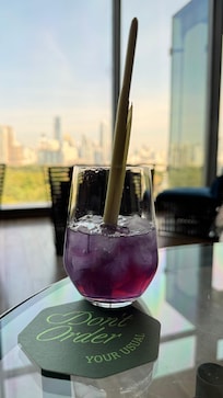 Welcome drink on reception 7th floor, view over the park